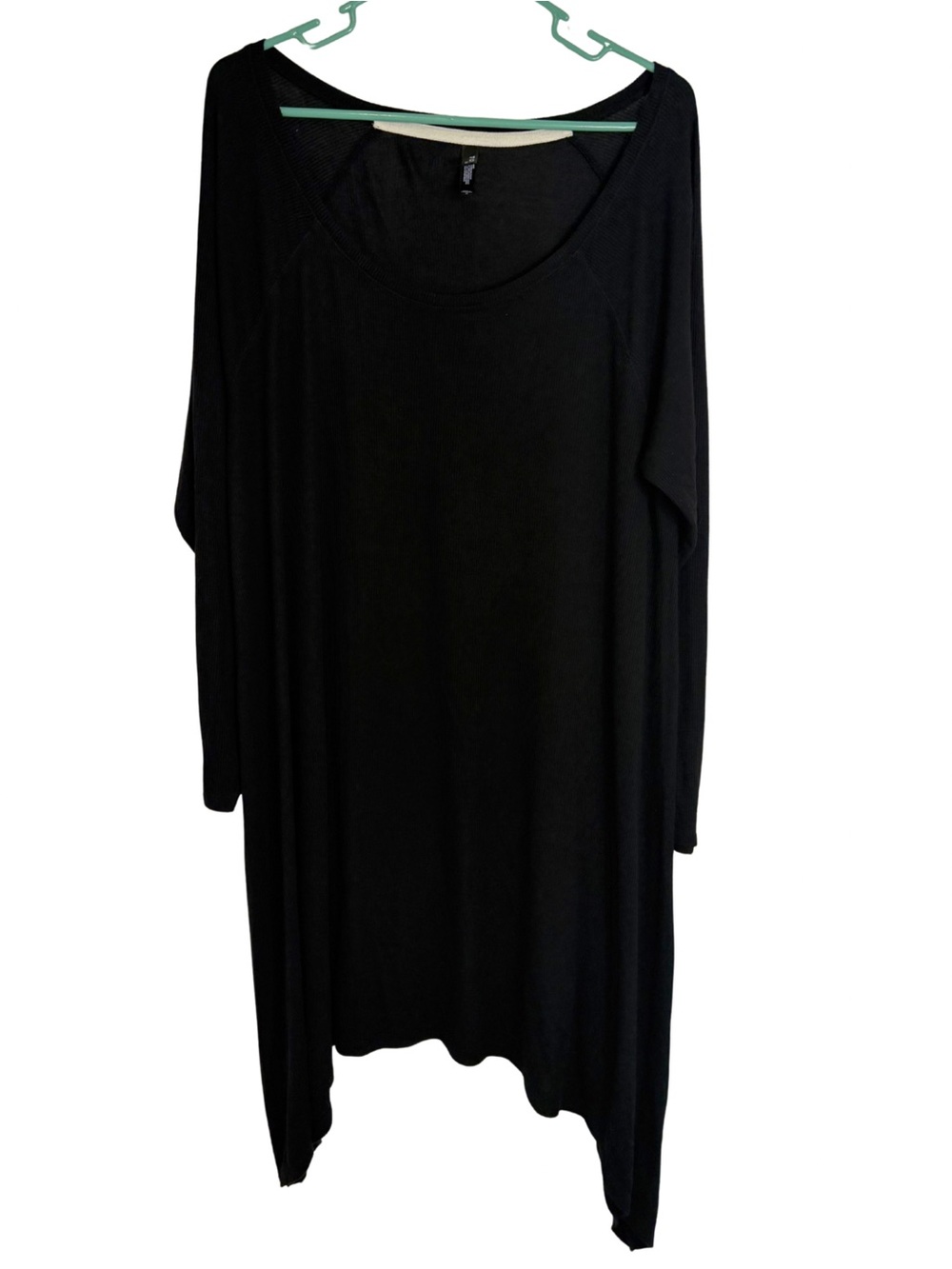 Torrid Black Long Sleeve Draped Ribbed Sleep Dress Nightgown Size 2X